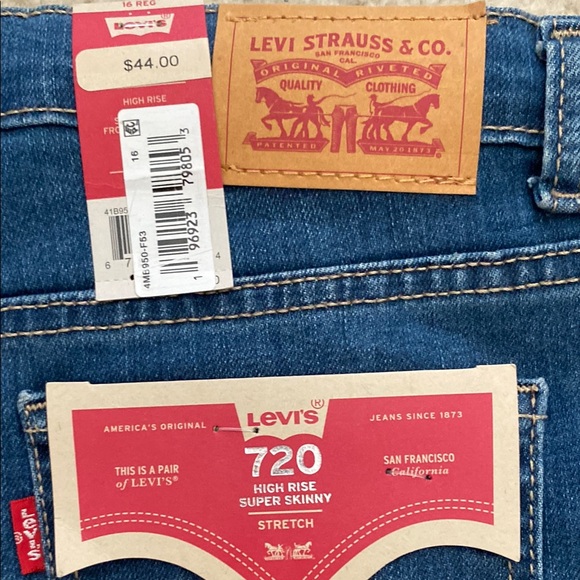 Levi's 720‎ High Rise Super Skinny Jeans in Blue - Picture 2 of 3